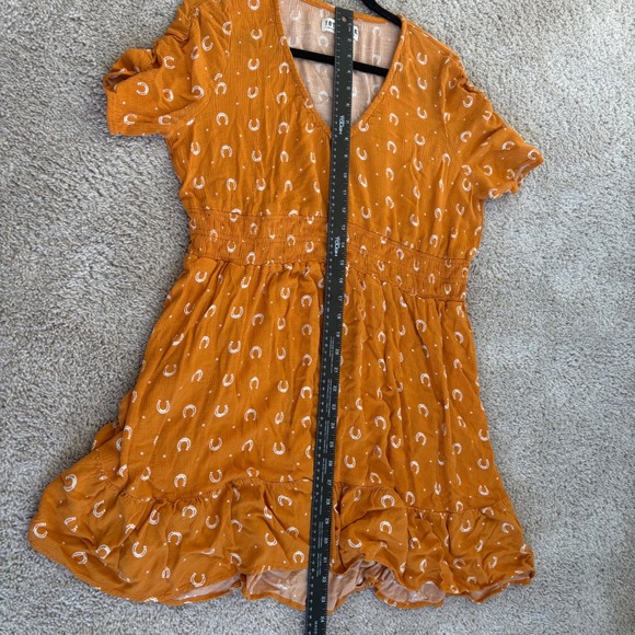Idyllwind by Miranda Lambert XL Horseshoe Print Dress Smocked Waist V-Neck - Picture 8 of 11